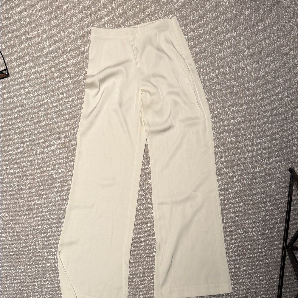 Zara satin pants Elegant Cream Women's Pants